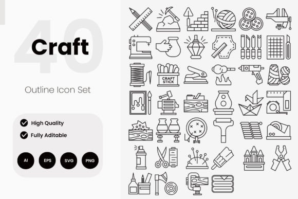 Craft Outline Icons: A Versatile Design Collection
