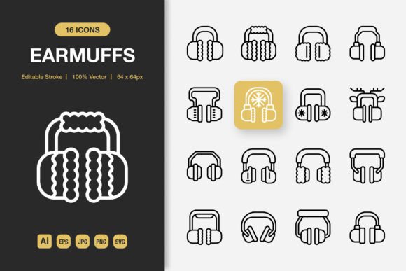 Earmuffs Outline Icons: Minimalist Design Solutions for Every Creative Project