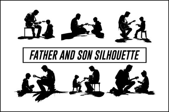 Father and Son Silhouette Vectors for Father's Day