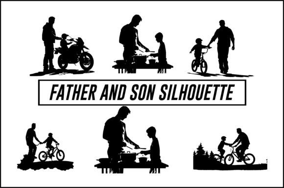 Fathers Day Father and Son Silhouette: The Ultimate ATV Vector for Every Creative Project
