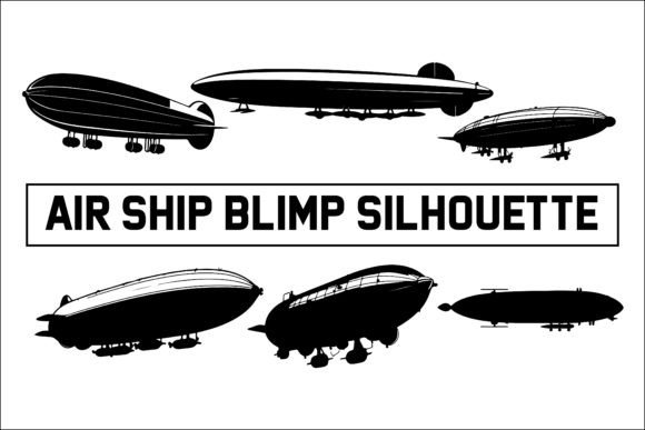 High-Quality Airship Silhouette and Blimp Outline Vector Assets for Creative Projects