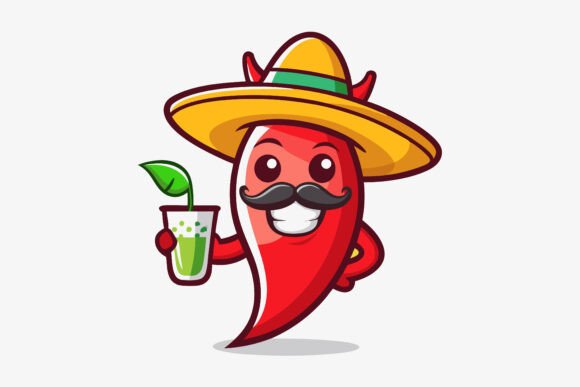 Hot Chili Pepper in Sombrero: A Versatile AI EPS Illustration Set