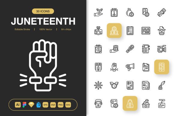 Juneteenth Icons: Minimalist Design for Modern Projects