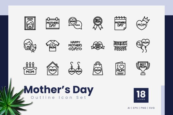 Mother's Days Outline Icons: A Versatile Vector Icon Set for Every Creative Project