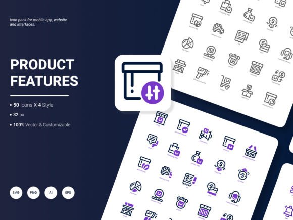 Product Features Icon Pack: 200 Versatile Icons for Modern Design Workflows