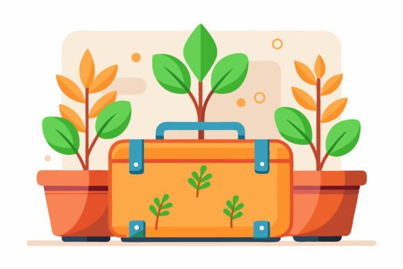 Travel Bag with Many Items: A Versatile Illustration Set for Creators