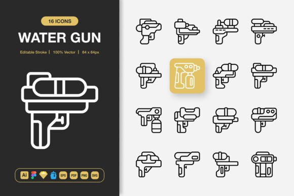 Water Gun Icons: A Premium Set for Modern Design